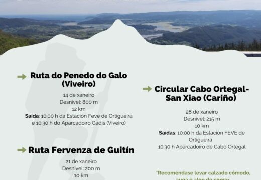 Ortigueira organiza tres roteiros de sendeirismo para o mes de xaneiro
